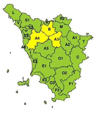 zone di allerta della Toscana