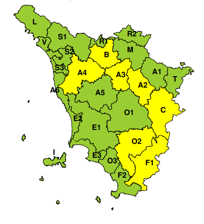 zone di allerta della Toscana