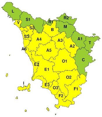 Zone di allerta della Toscana