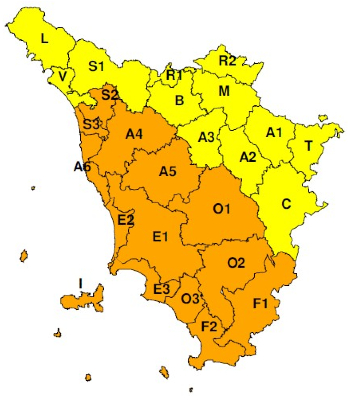Zone di allerta della Toscana