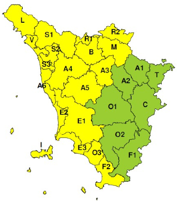 Zone di allerta della Toscana