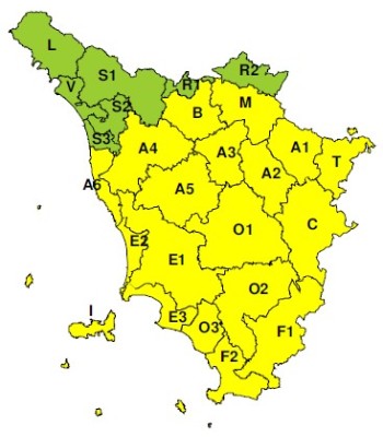Zone di allerta della Toscana