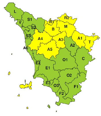 Zone di allerta della Toscana