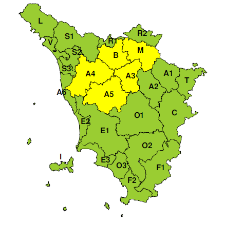 zone di allerta della Toscana