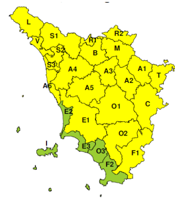 Zone di allerta della Toscana