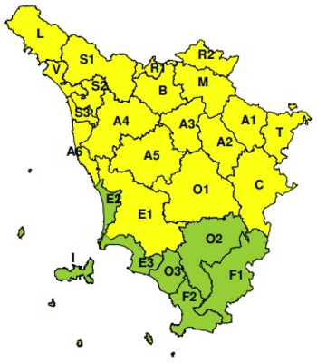 Zone di allerta della Toscana