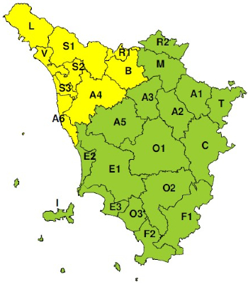 Zone di allerta della Toscana