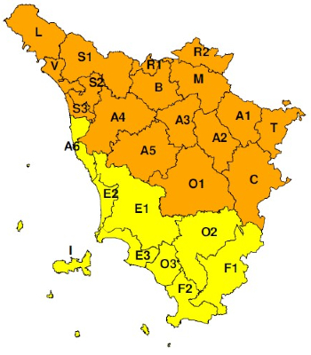 Zone di allerta della Toscana