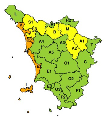 Zone di allerta della Toscana