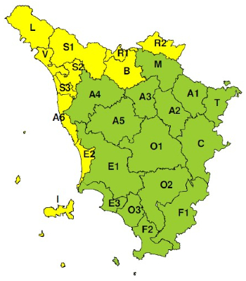 Zone di allerta della Toscana