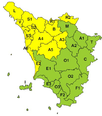 Zone di allerta della Toscana