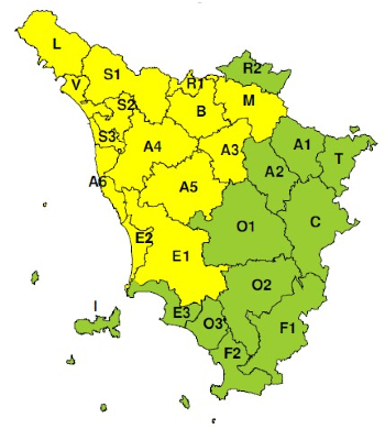 Zone di allerta della Toscana