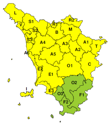 Zone di allerta della Toscana