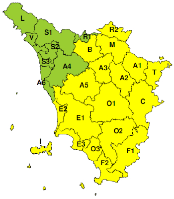 Zone di allerta della Toscana
