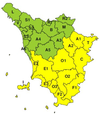 Zone di allerta della Toscana