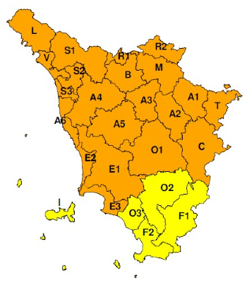 Zone di allerta della Toscana
