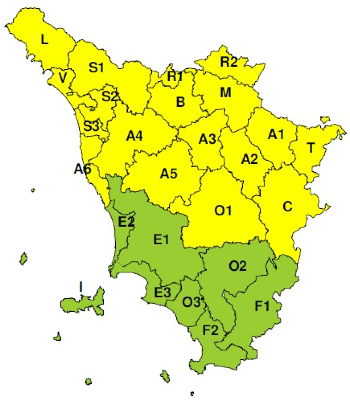 Zone di allerta della Toscana