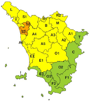 Zone di allerta della Toscana