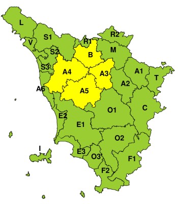 Zone di allerta della Toscana